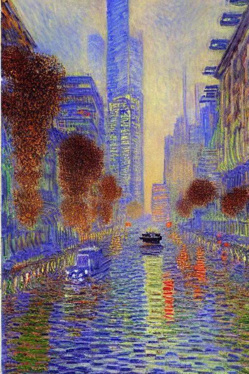 Image similar to tokio, illustration, in the style of claude monet