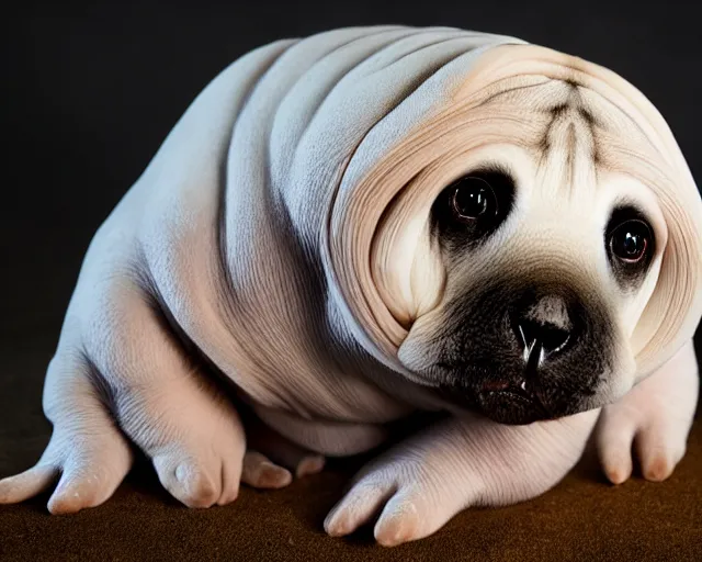 Image similar to siamese tardigrade, tardigrade with cream colored body and dark points on face and paws, pet tardigrade, award - winning pet photography, dramatic lighting, ultra detailed