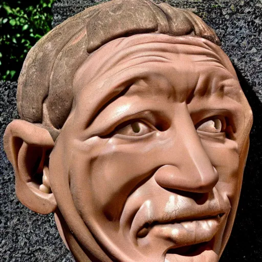 Image similar to sculpture of the face of aphex twin by michelangelo