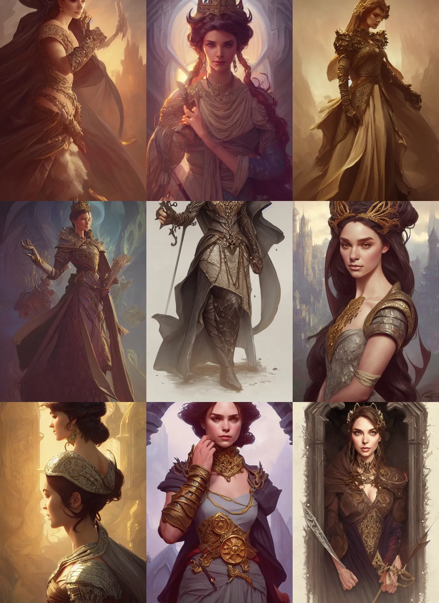 Prompt: characters from the tv show reign, d & d, fantasy, intricate, elegant, highly detailed, digital painting, artstation, concept art, matte, sharp focus, illustration, hearthstone, art by artgerm and greg rutkowski and alphonse mucha