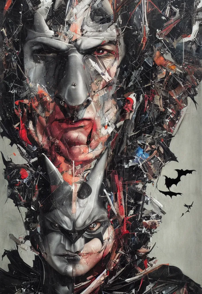 Image similar to portrait of Batman, saint roch oil painting Sandro Boticelli ,8k,by tristan eaton,Stanley Artgermm,Tom Bagshaw,Greg Rutkowski,Carne Griffiths, Ayami Kojima, Beksinski, Giger,trending on DeviantArt,face enhance,hyper detailed,minimalist,cybernetic, android, blade runner,full of colour