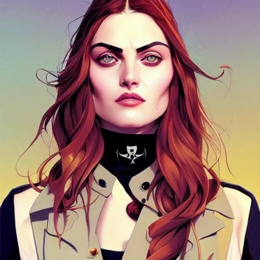 Prompt: Joshua Middleton comic art, pretty female Phoebe Tonkin, pirate, eye patch over left eye, evil smile, symmetrical face, symmetrical eyes, pirate clothing, long wavy blonde hair, full body:: sunny weather::