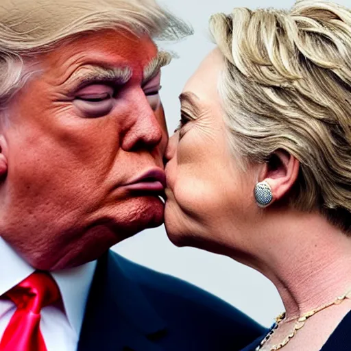Prompt: donald trump kissing hillary clinton