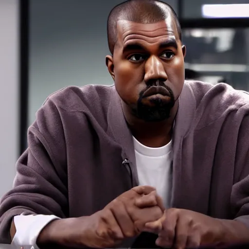 Image similar to Kanye west in the office 4K quality super realistic