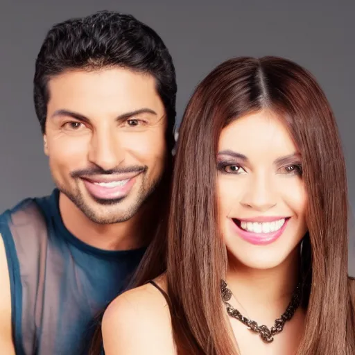 Image similar to young straight brunette hair woman latin singer duo with chayanne