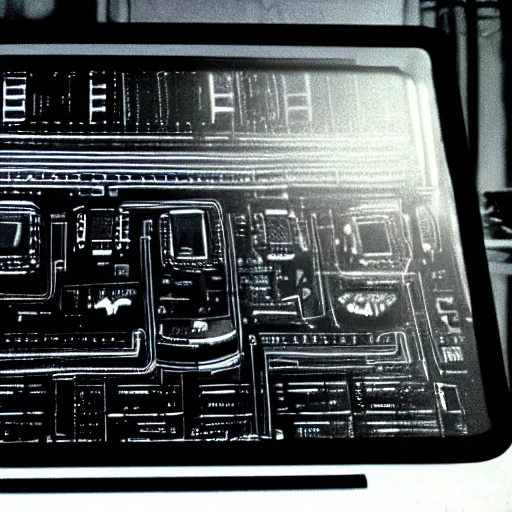 Image similar to computer display from the movie alien 1 9 7 9, close - up of computer screen only