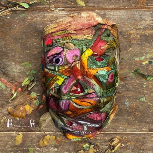 Prompt: MF DOOM mask, psychedelic colors