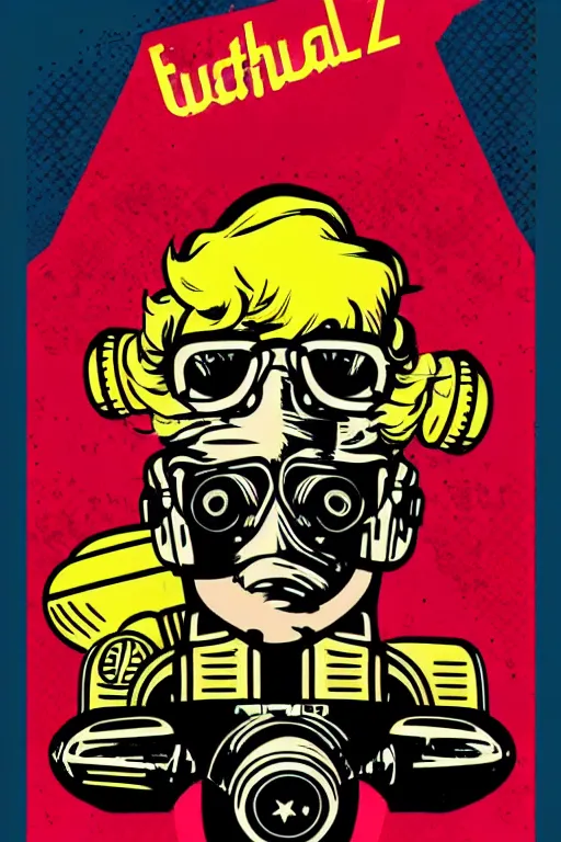 Image similar to fallout 7 6 retro futurist illustration art by butcher billy, sticker, colorful, illustration, highly detailed, simple, smooth and clean vector curves, no jagged lines, vector art, smooth andy warhol style