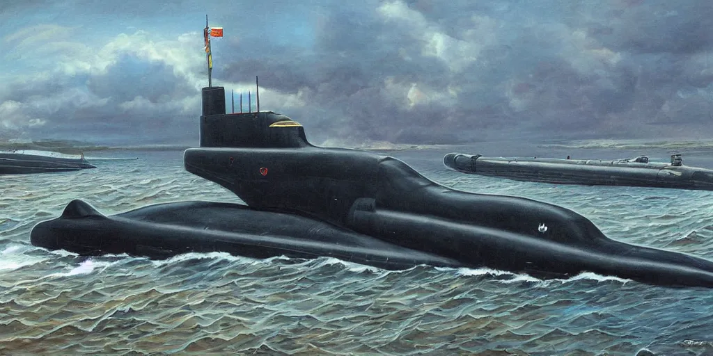 Image similar to submarine ssbn ssn ssgn seawolf windsor thresher painting detailed