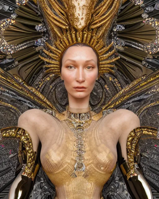 Image similar to a highly detailed metahuman 4 k close up render of an alien goddess bella hadid monument renaissance in iris van herpen dress schiaparelli in diamonds crystals swarovski and jewelry iridescent in style of alphonse mucha gustav klimt trending on artstation made in unreal engine 4