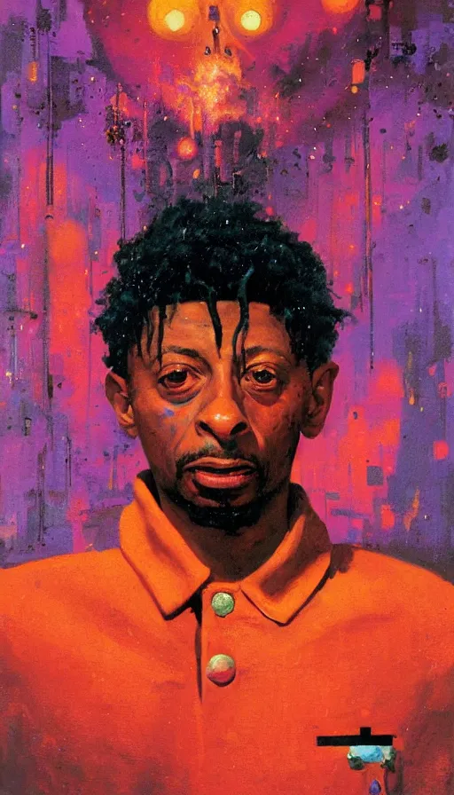 Prompt: portrait of 2 1 savage, by paul lehr,