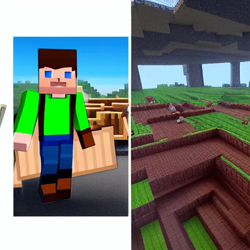 Prompt: photograph of Steve from Minecraft in real life