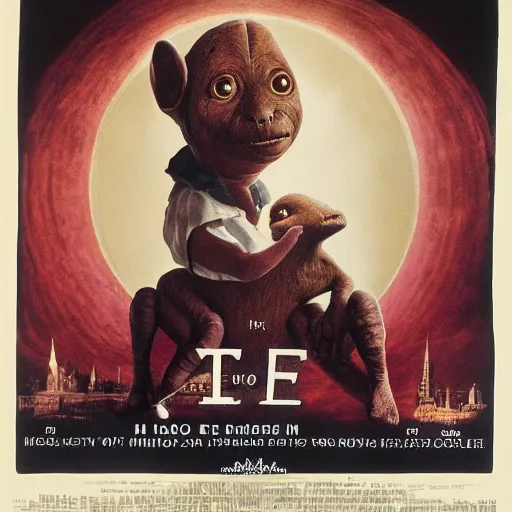 Prompt: ET in Victorian Manchester, vfx, high quality movie poster