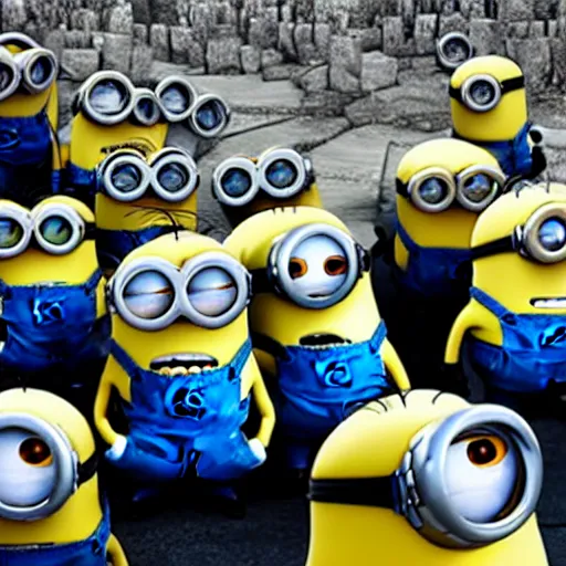Image similar to minions going to church