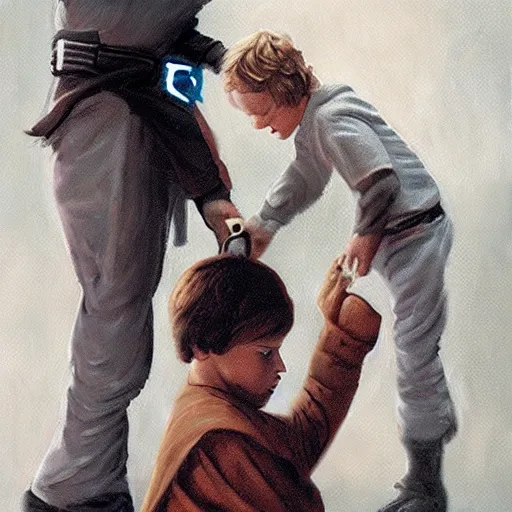 Image similar to anakin skywalker uses the force to lift a sock, cinematic painting