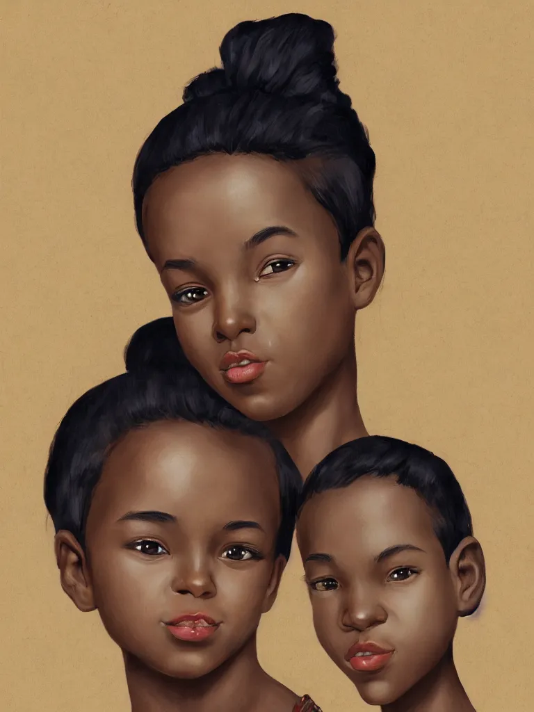 Image similar to beautiful black girl portrait by Disney Concept Artists, blunt borders, rule of thirds