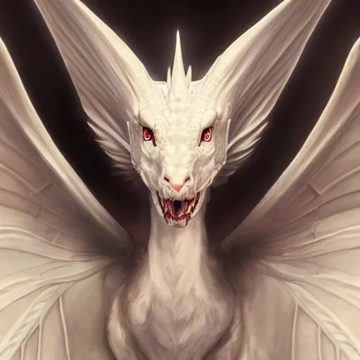 Image similar to Perfectly-centered portrait-photograph of a real life white dragon from heaven, lifelike, super highly detailed, professional digital painting, artstation, concept art, Unreal Engine 5, Photorealism, HD quality, 8k resolution, cinema 4d, 3D, beautiful, cinematic, art by artgerm and greg rutkowski and alphonse mucha and loish and WLOP