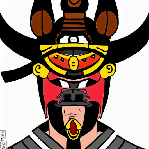 Prompt: portrait of samurai wearing oni mask