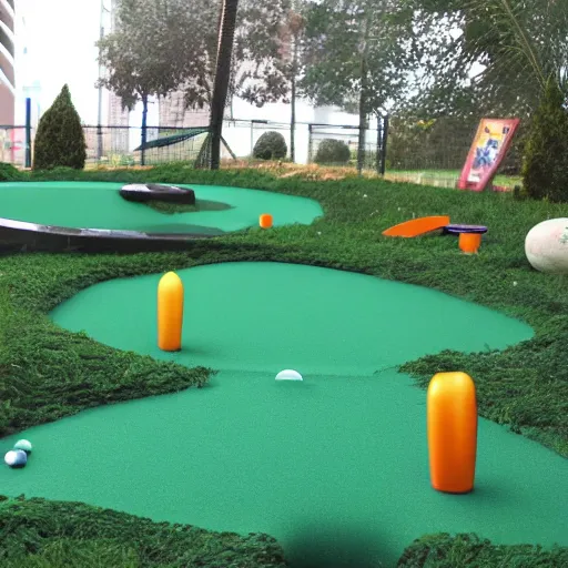 Image similar to Liminal space in outer space, mini golf course