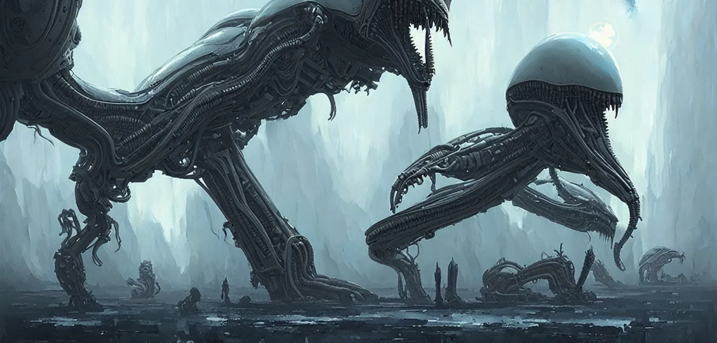 Image similar to alien art, concept art by greg rutkowski, intricate details