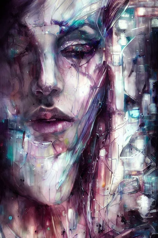 Image similar to cyberpunk cyborg woman portrait art by agnes cecile, beautiful, soft, smooth