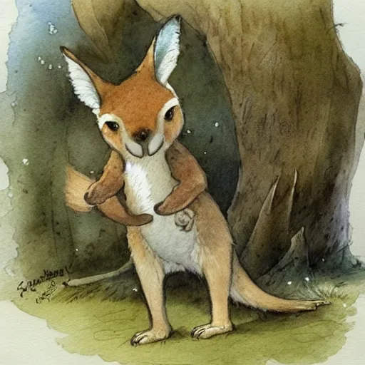 Image similar to watercolor sketch of a story book kangaroo by Jean-Baptiste Monge