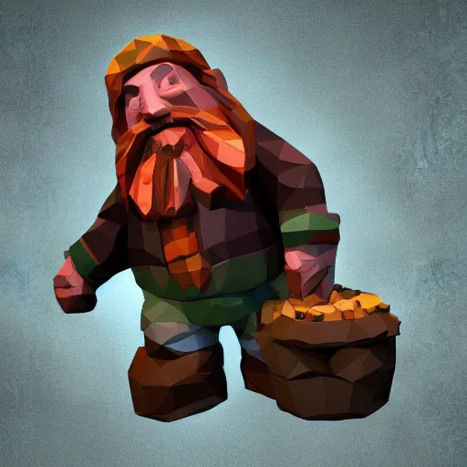 Prompt: dwarf miner, 3d render, low poly, video game, colourful, concept art, E3
