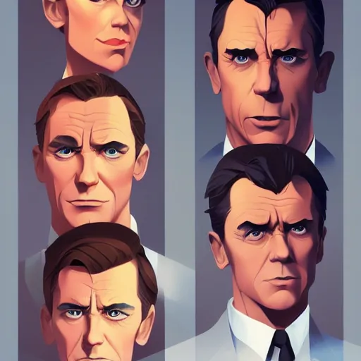 Image similar to face icon minimalist james bond, loftis, cory behance hd by jesper ejsing, by rhads, makoto shinkai and lois van baarle, ilya kuvshinov, rossdraws global illumination