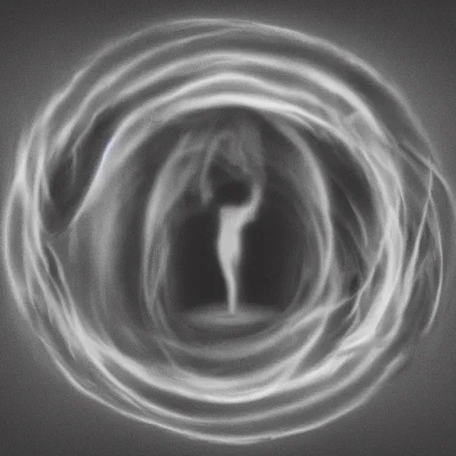 Image similar to Ghosts swirl around a human figure | Dark void filled with spirits | Haunting