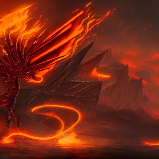 Image similar to a majestic fire dragon, hd, 4k, trending on artstation, award winning, 8k, 4k, 4k, 4k, very very very detailed, high quality cyberpunk art