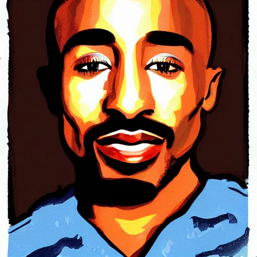 Prompt: tupac eating chocolate bar in the moonlight at night, digital art