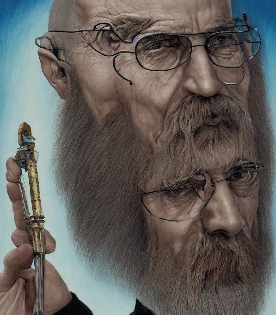 Image similar to portrait of Saruman as Walter White in Breaking Bad, lowbrow painting by Mark Ryden