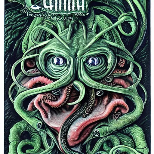 Image similar to cthulhu cross section scientific illustration biology book, highly detailed