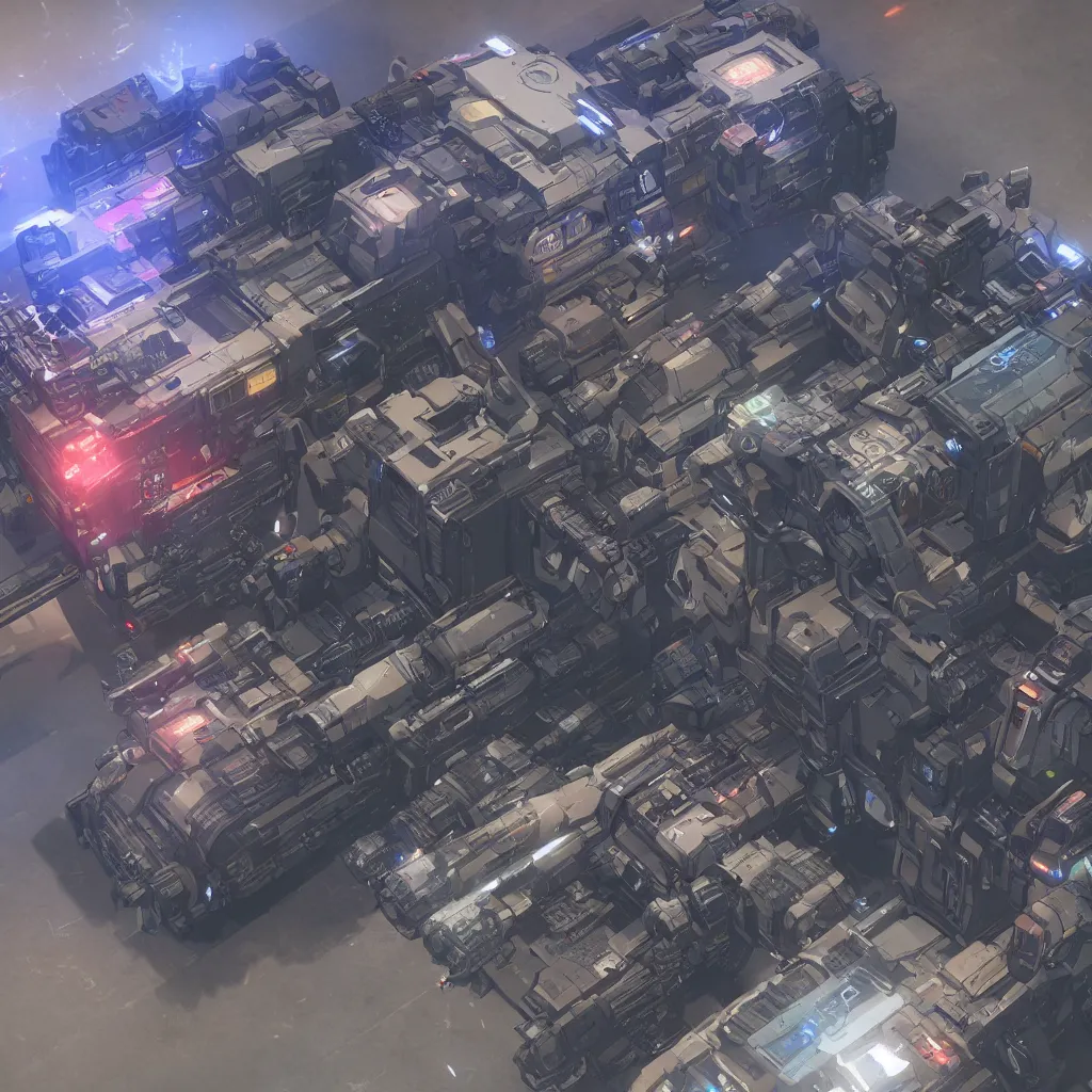 Image similar to a cyberpunk crate storing energy, heavy mech style container, photo realistic battle worn materials, cinematic lighting