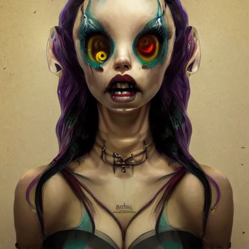 Prompt: The Depths of Depravity, cybergoth art by Sabbas Apterus and Naoto Hattori and Alex Pardee, trending on Artstation, cgsociety 4K.