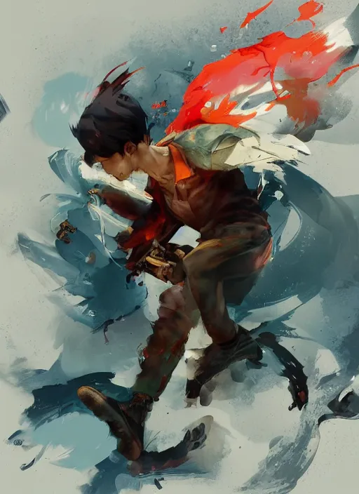 Image similar to semi reallistic gouache gesture painting, by yoshitaka amano, by ruan jia, by Conrad roset, by dofus online artists, detailed anime render of a boy playing vinyl, portrait, cgsociety, artstation, rococo mechanical, Digital reality, sf5 ink style, dieselpunk atmosphere, gesture drawn