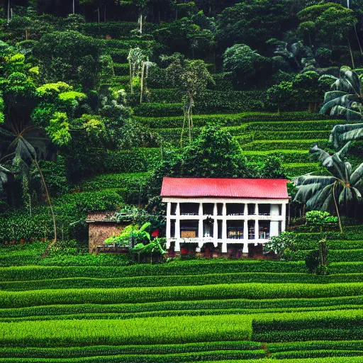 Image similar to a photo of a guatemalan coffee plantation house, detailed photography