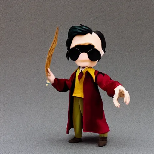 Image similar to a stopmotion puppet of a still of harry potter, vinyl action figure, plastic, toy