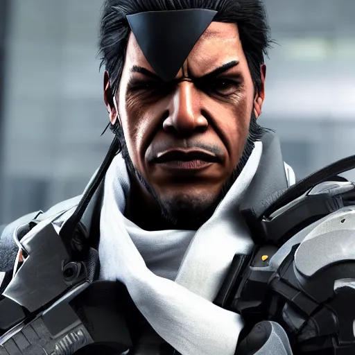 Prompt: Obama as Samuel Rodrigues from Metal Gear Rising, 40nm lens, shallow depth of field, split lighting, 4k,