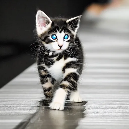 Prompt: kitten on the catwalk