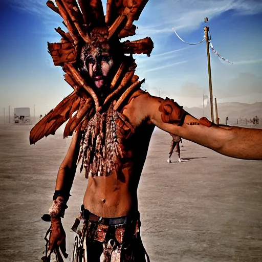 Prompt: burning man dancer, digital art, post apocalyptic