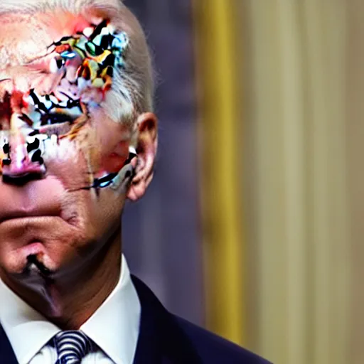 Image similar to a closeup photo of concerned Joe Biden lost in the jungle