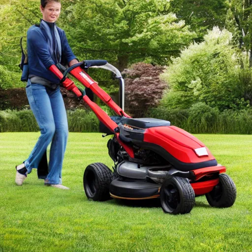 Prompt: award winning photo of a lawn mower baby stroller