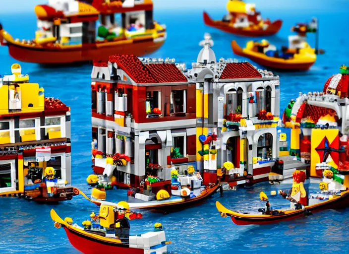 Image similar to product photo still of venice lego playset, 8 k, 1 2 0 mm macro, f 1. 8, studio lighting, key light