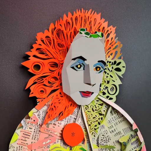 Prompt: cut paper sculpture of alice in wonderland