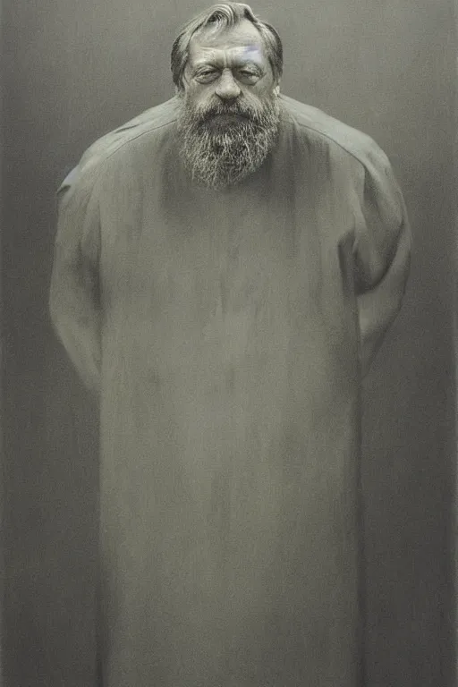 Image similar to portrait of Slavoj Žižek by Zdzislaw Beksinski