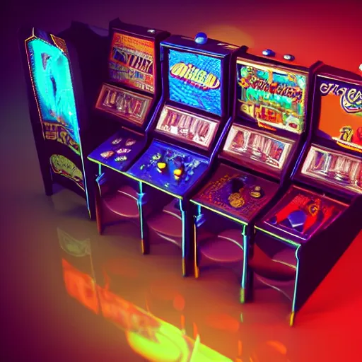 Image similar to 1990s arcade machine, octane render, unreal engine, digital art, Artstation, Trending on Artstation, Artstation HQ, Artstation HD, cgsociety, Pinterest, 8k , close up to the screen, godrays, volumetric, reflections, cinematic, epic, accurate, coherent, 3D Render,