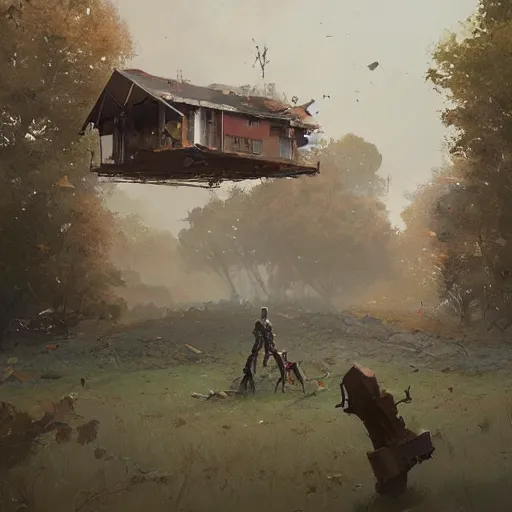 Prompt: 🌳🤖🏘️, Greg rutkowski, Trending artstation, cinematográfica, digital Art