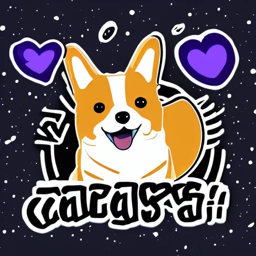 Image similar to galaxy corgi, sticker illustration