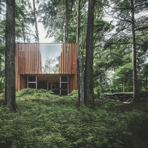 Image similar to a building in the middle of a forest, architecture